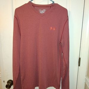 Under Armour ColdGear Fitted Long Sleeve Striped V-Neck Shirt